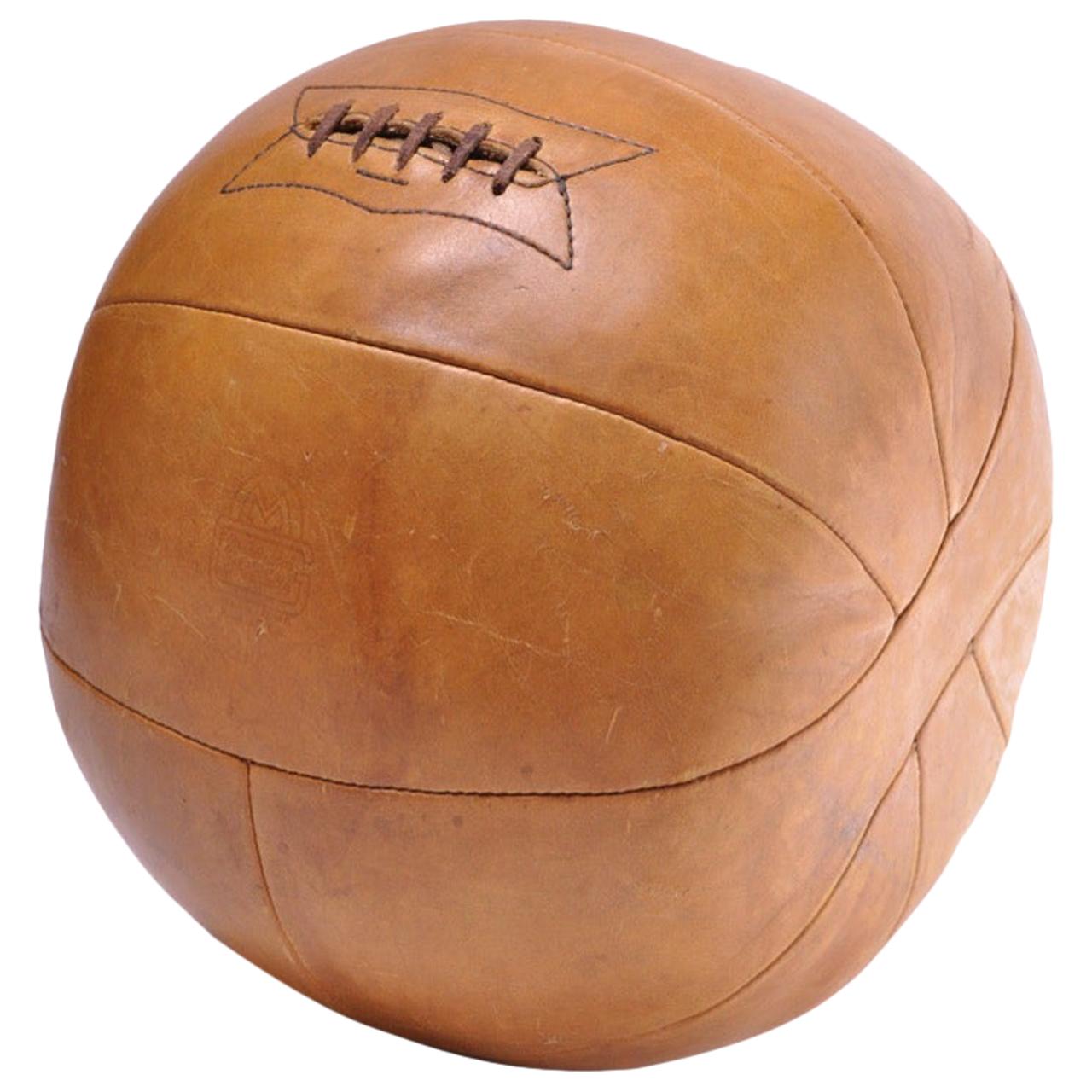 1940s MacGregor Goldsmith 9 LB Leather Medicine Ball