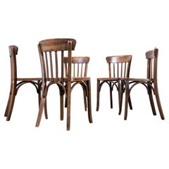 1940's Mahieu Bentwood Walnut Saddle Back Dining Chairs, Set of Five