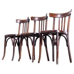 1940s Mahieu Bentwood Walnut Tri Slat Dining Chairs, Set of Three