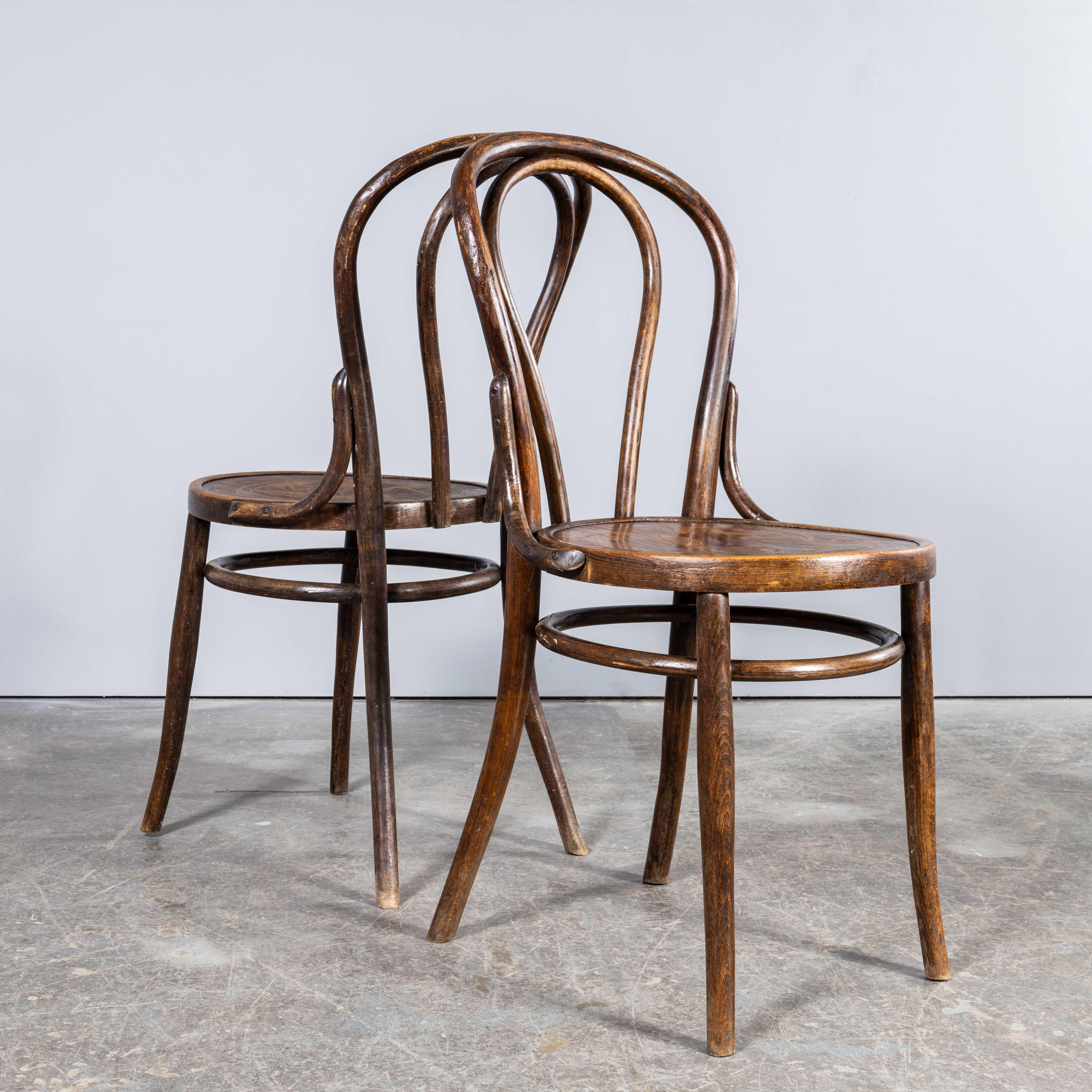 Mid-20th Century 1940's Mahieu Warm Oak Bentwood  Hoop Dining Chairs - Pair