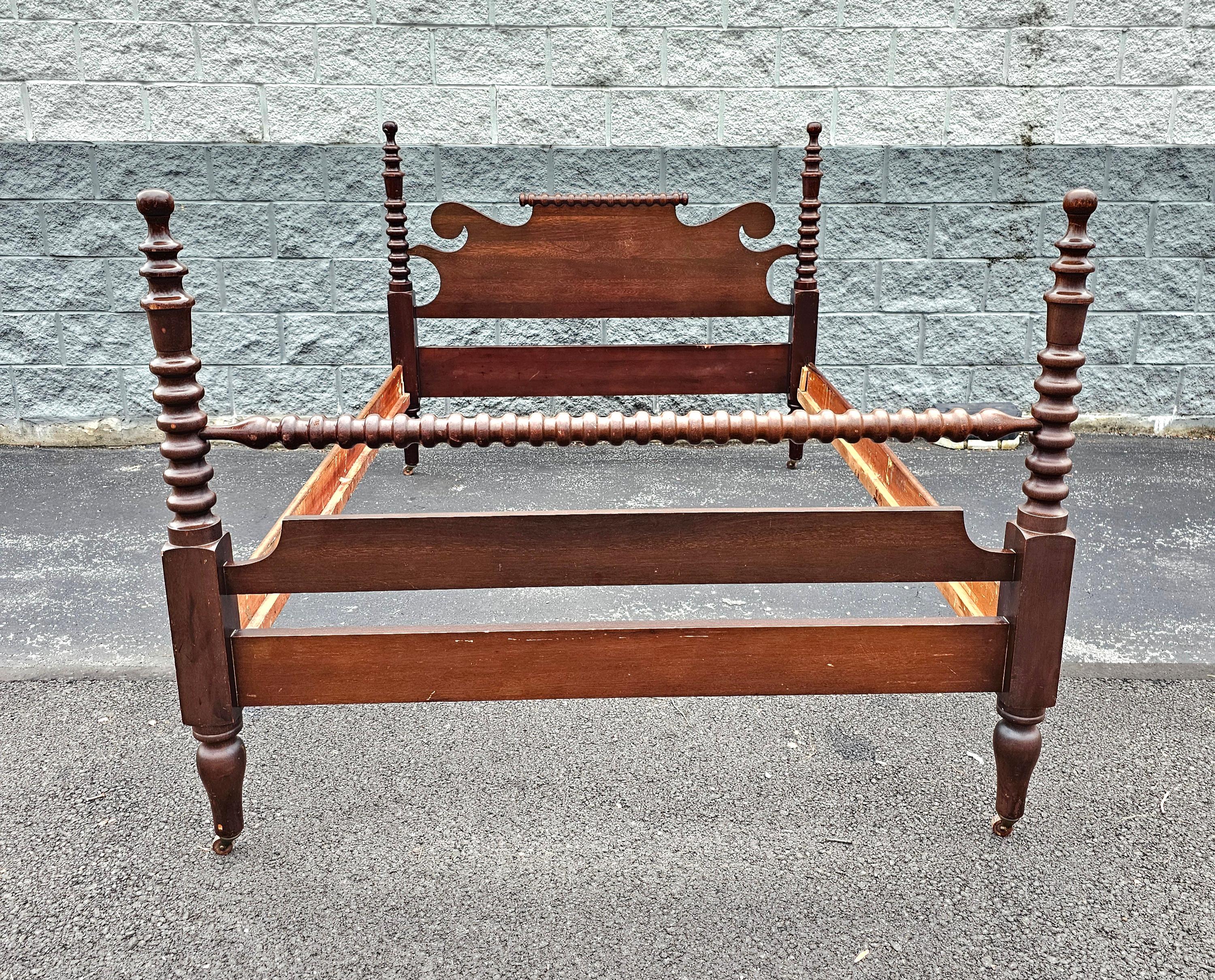 North American 1940s Mahogany Bobbing Semi Post Full Size Bed Frame For Sale