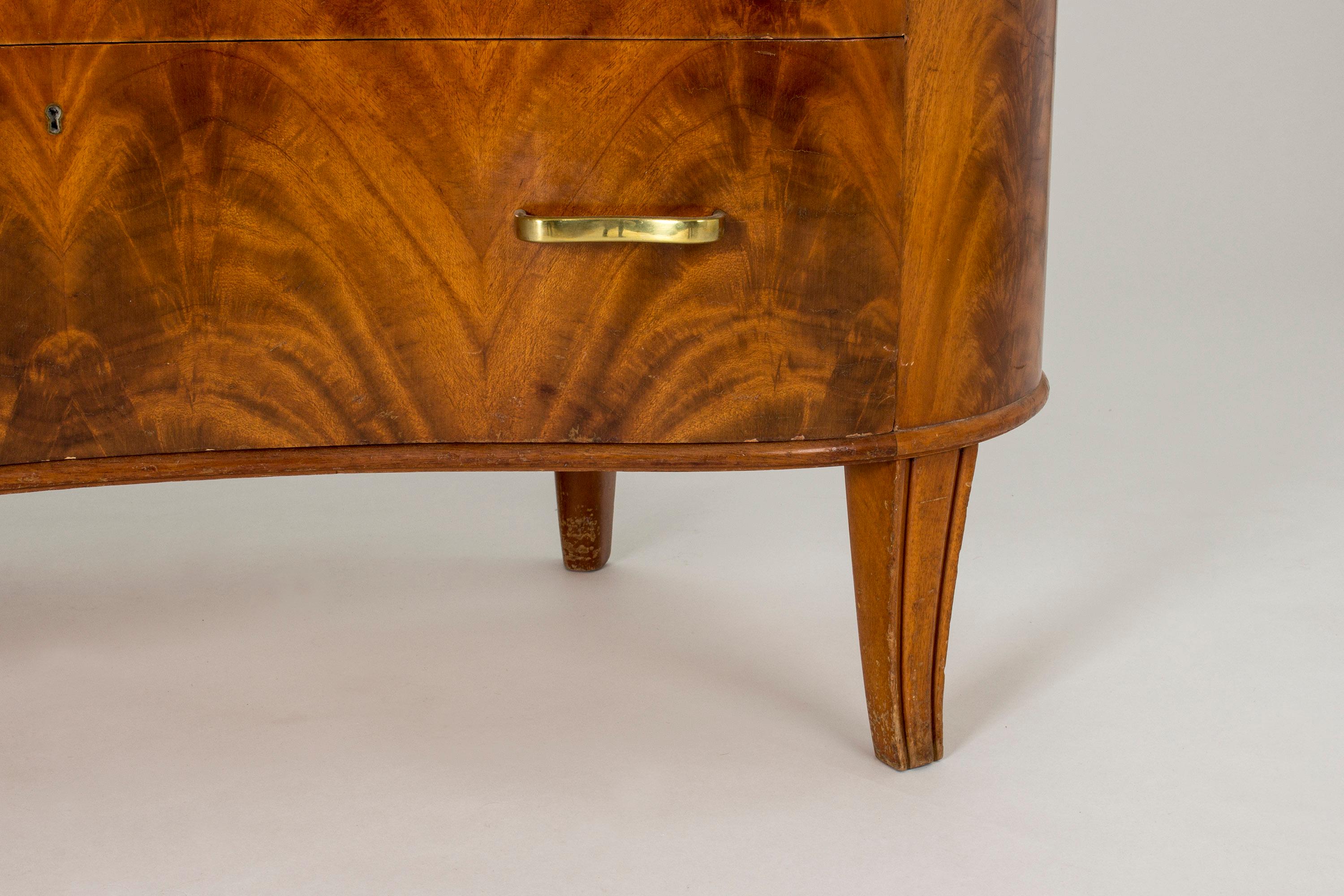 Brass 1940s Mahogany Chest of Drawers from Bodafors