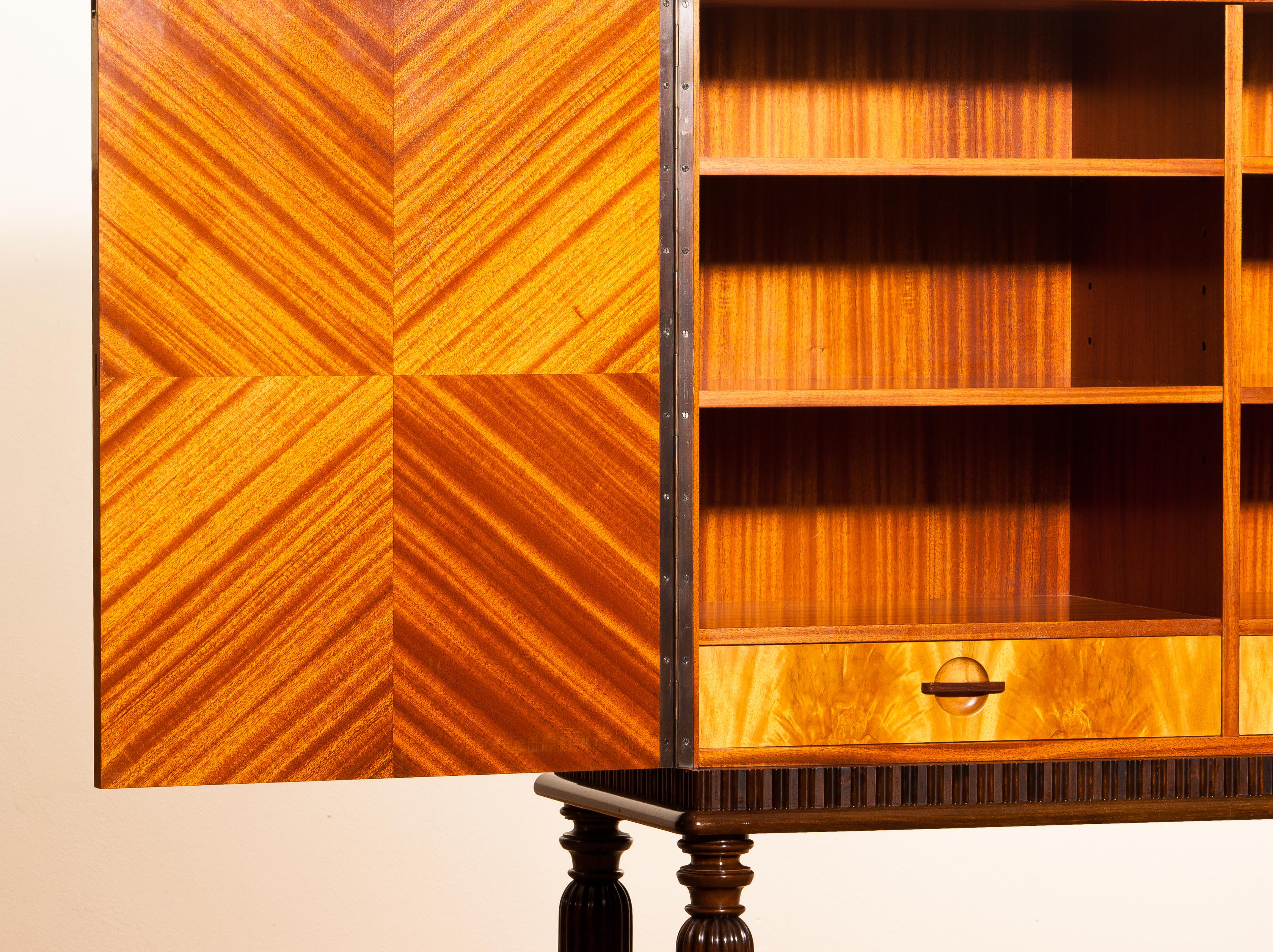 Swedish 1940s Mahogany Dry Bar Cocktail Sideboard Cabinet by Reimers Möbler, Sweden