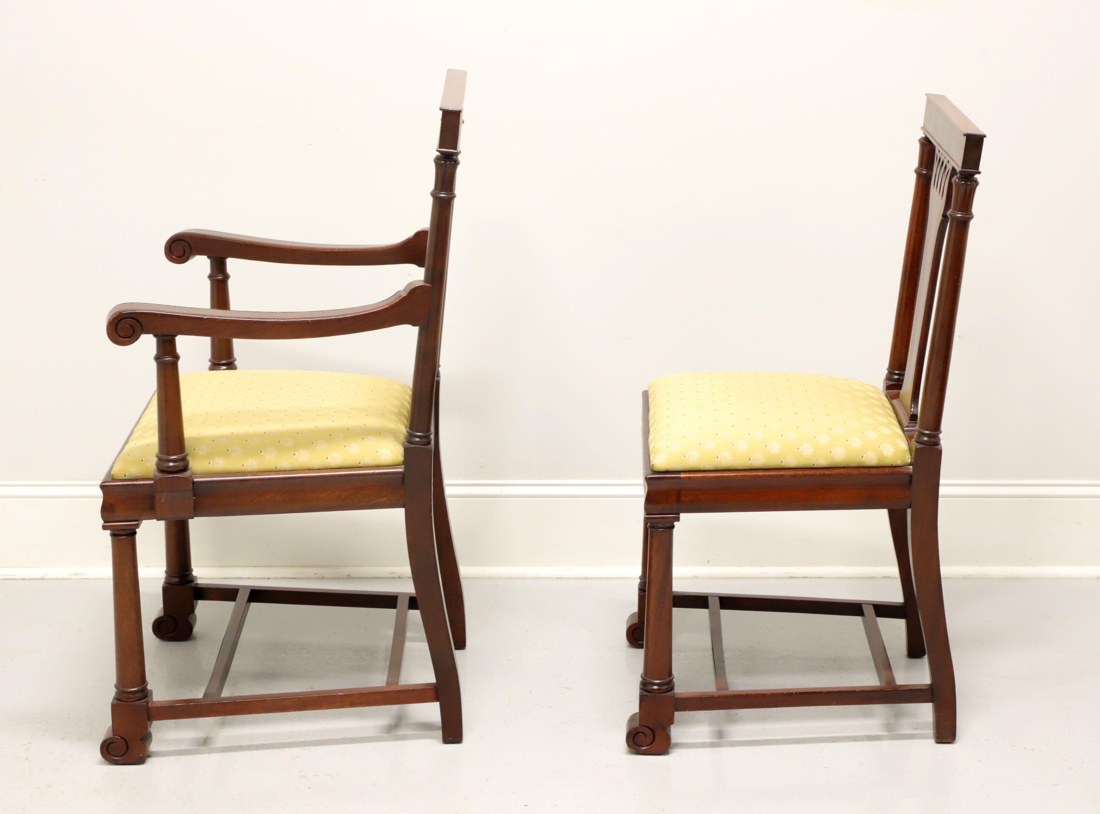 Fabric 1940s Mahogany Empire Style Dining Chairs - Set of 8