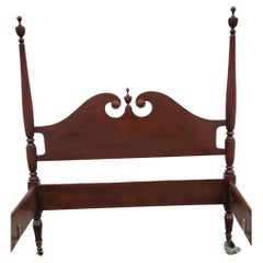 1940s Mahogany Full Size Poster Bed on Wheels with Urn Finials