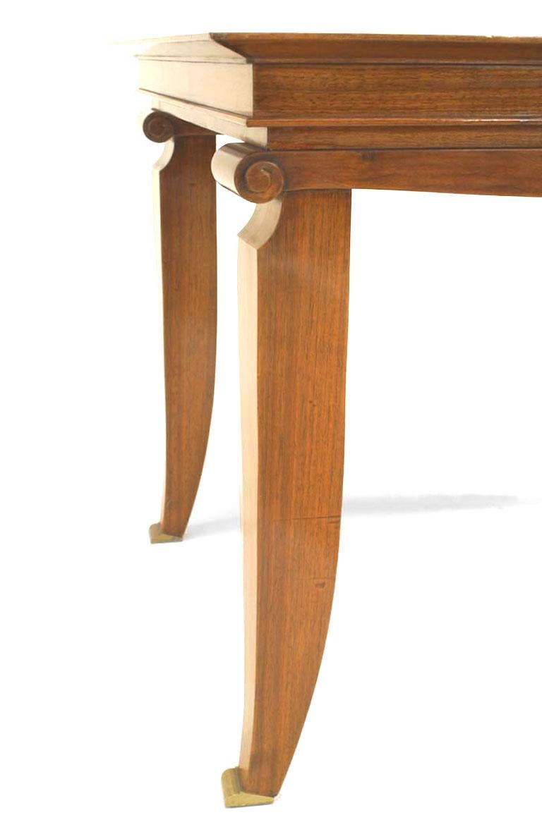 Mesa de juego francesa de caoba con volutas Pascaud Art Decó en venta