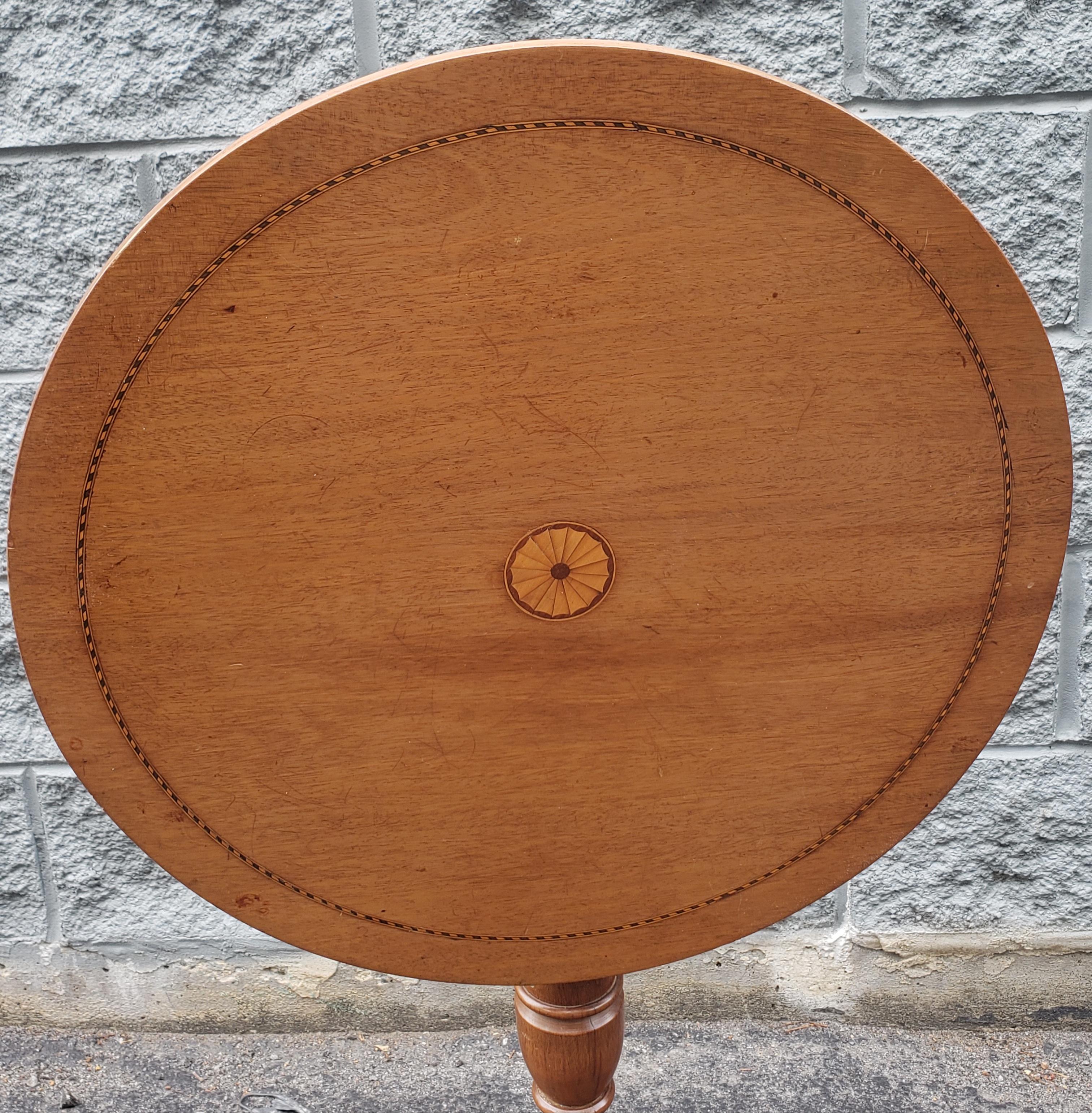 Inlay 1940s Mahogany Inlaid Tilt Top Table For Sale