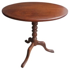 1940s Mahogany Oval Tilt-Top Tripod Candle Stand Side Table