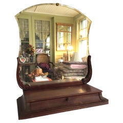 1940s Mahogany Tabletop Vanity Mirror with Drawer