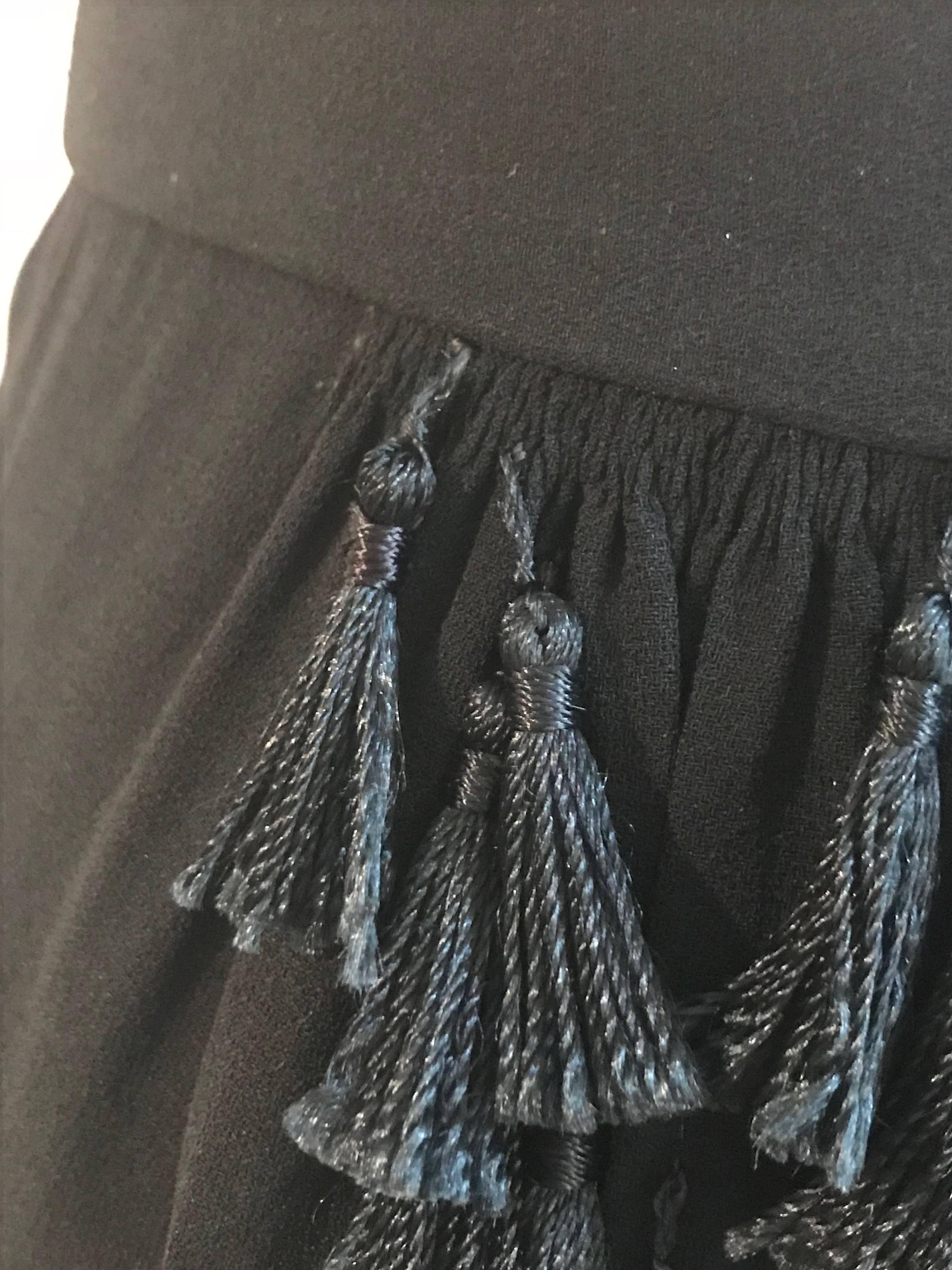Mainbocher Black Tassel Embellished Mid Length Skirt, 1940s In Good Condition For Sale In San Francisco, CA