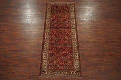 1940s Malayer Herati Gallery Runner with Bird Design