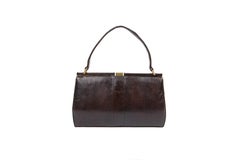 1940s Mappin & Webb Ltd Brown Lizard Handbag