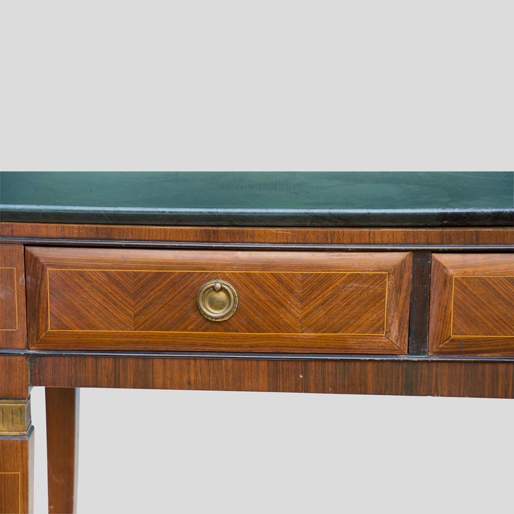 Italian 40s Green Marble and Wallnut Wood Console Table Design Attributed to Paolo Buffa For Sale