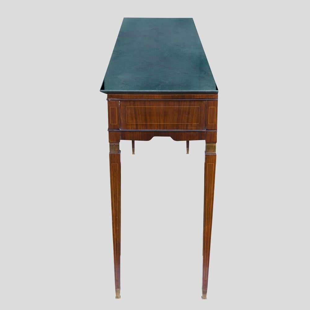Woodwork 40s Green Marble and Wallnut Wood Console Table Design Attributed to Paolo Buffa For Sale