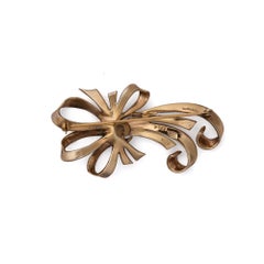 1940s Marcel Boucher Gold-Plated Sterling and Rhinestone Bow Brooch