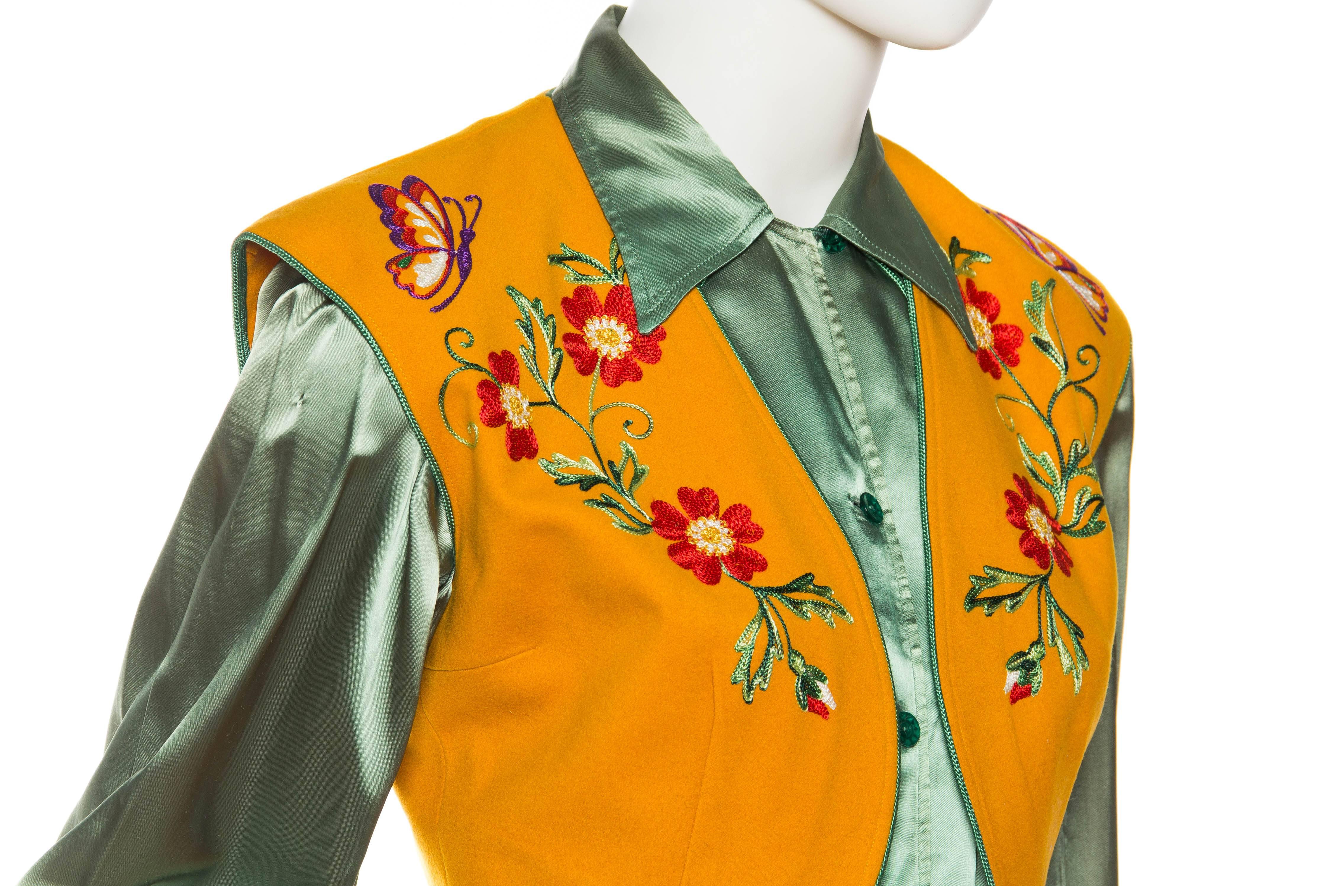 1940s Marge Riley Hand Embroidered Western Suit In Good Condition For Sale In New York, NY
