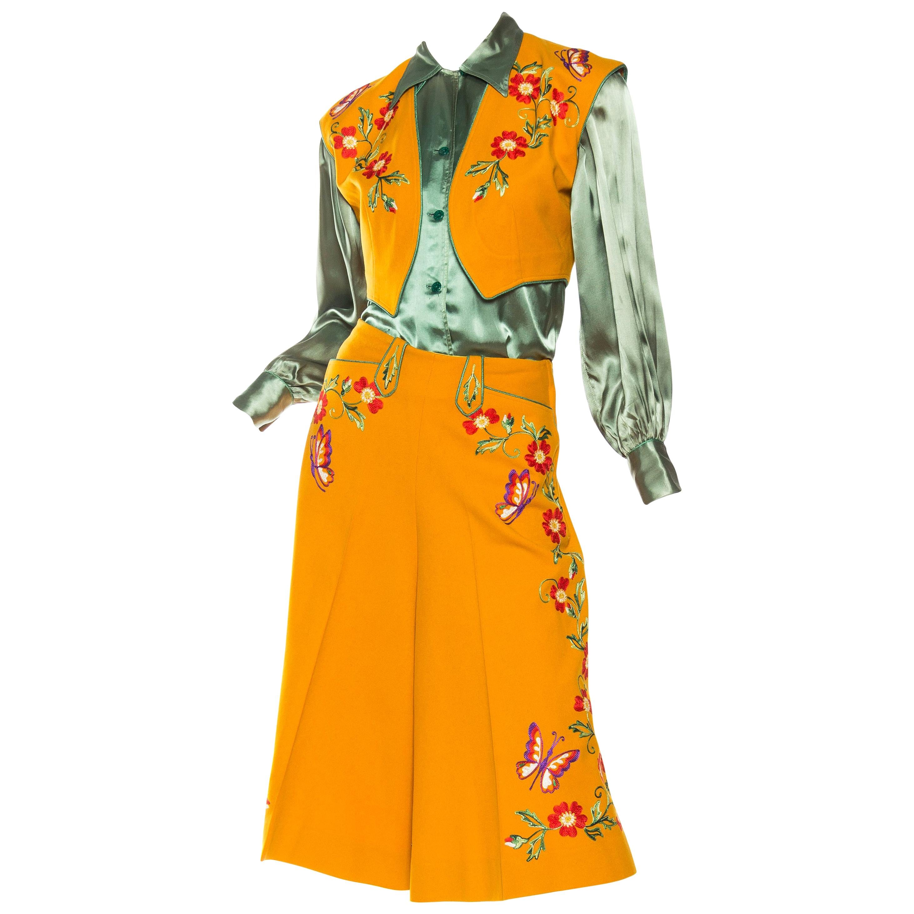 1940s Marge Riley Hand Embroidered Western Suit