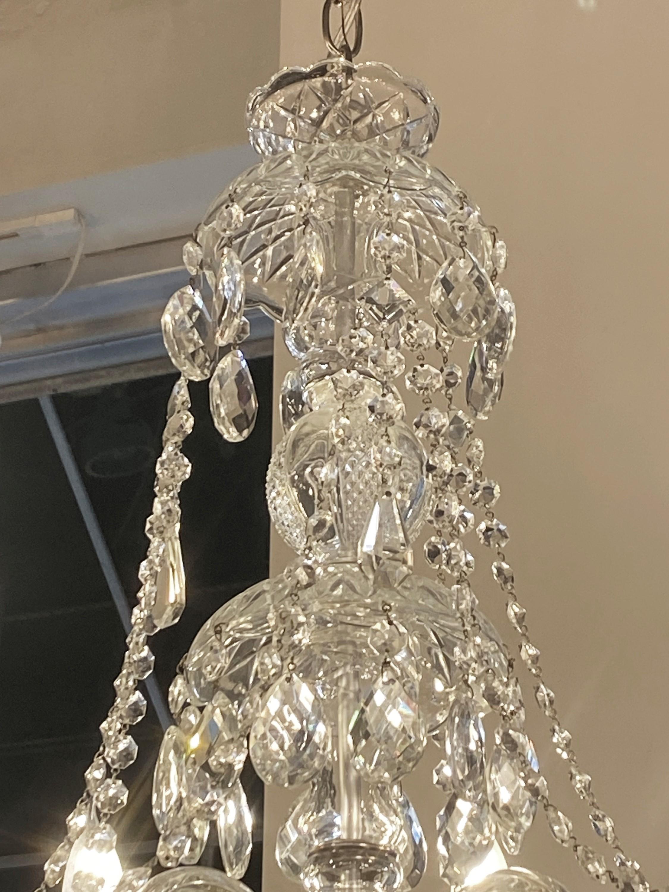 1940s Marie Teresa 6 Arm Crystal Chandelier Swags + Beads For Sale 5