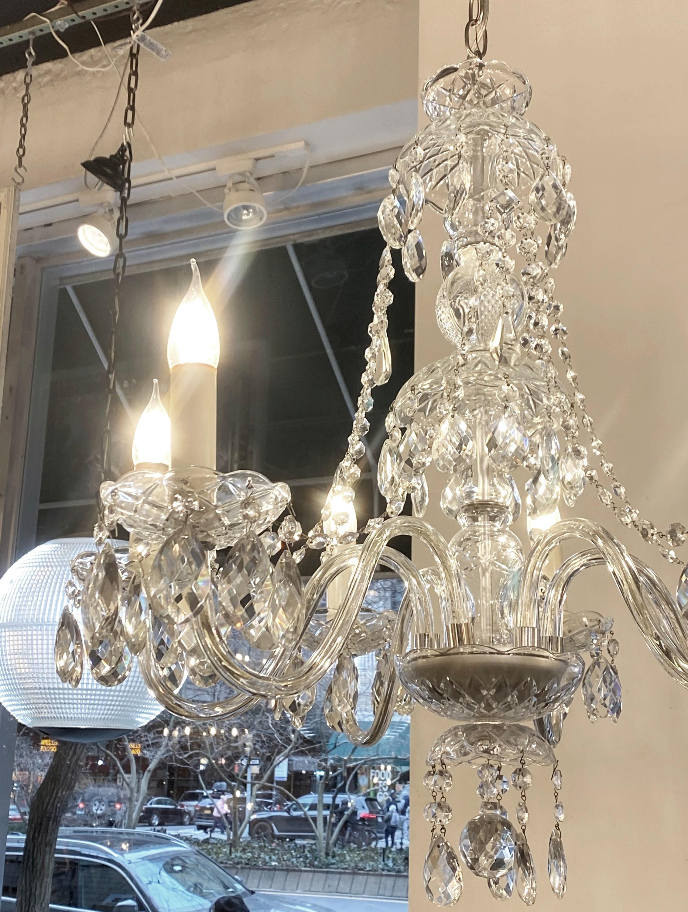Polished 1940s Marie Teresa 6 Arm Crystal Chandelier Swags + Beads For Sale