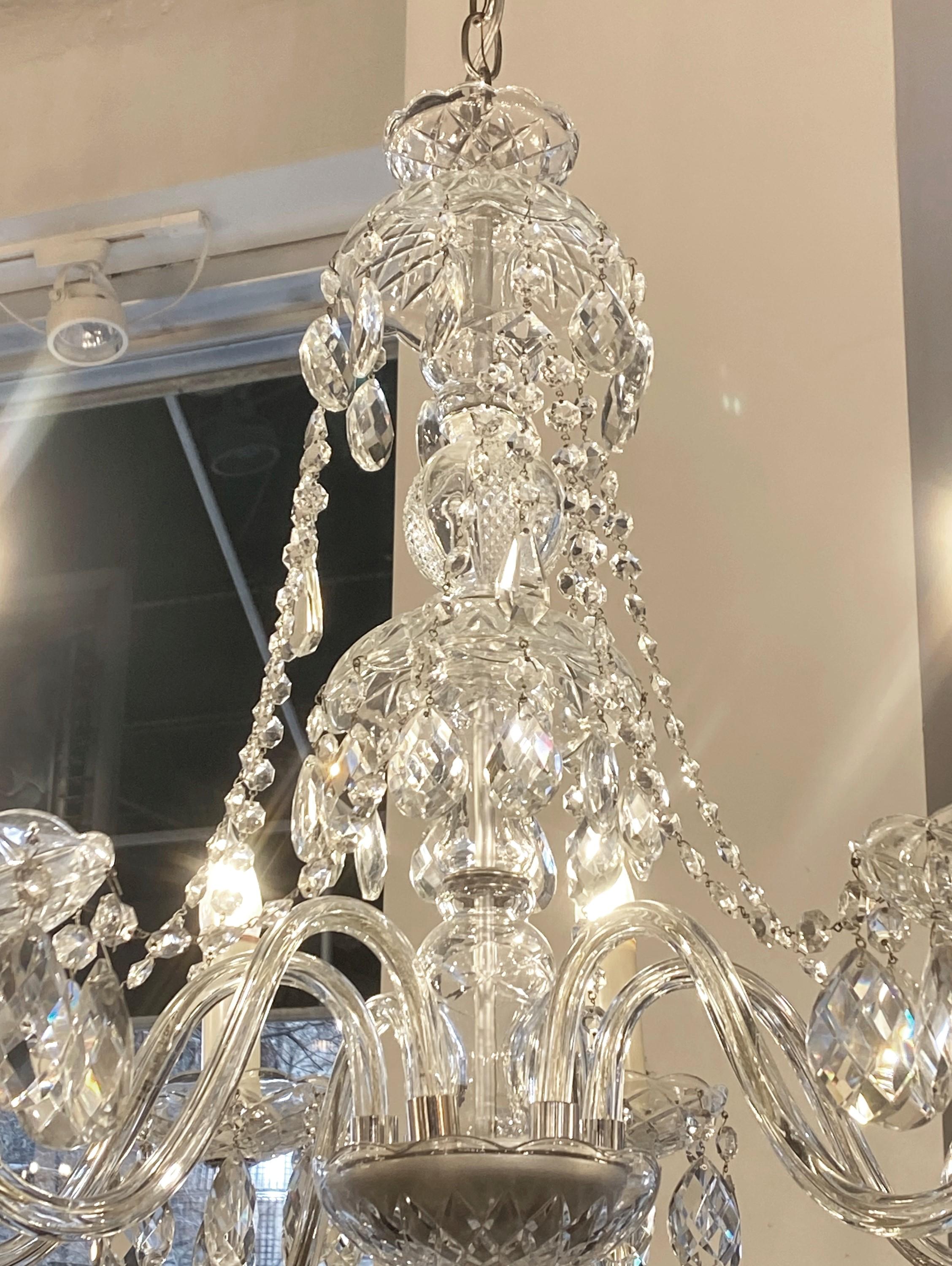1940s Marie Teresa 6 Arm Crystal Chandelier Swags + Beads In Good Condition For Sale In New York, NY