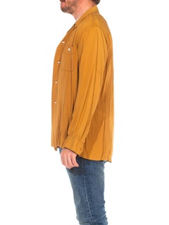 1940S MARLBORO Brown Rayon Blend Gabardine Shirt Jacket