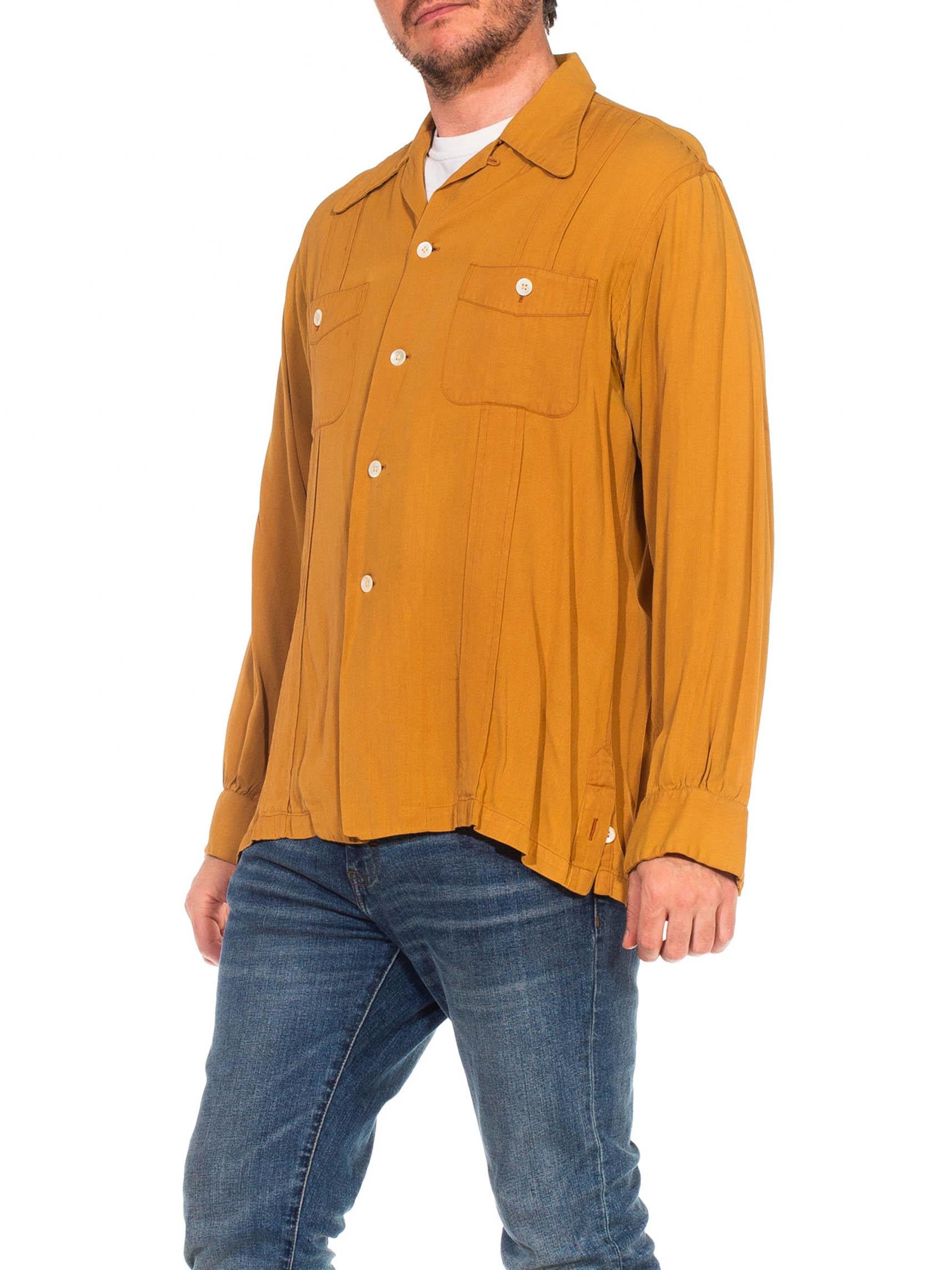 1940S MARLBORO Brown Rayon Blend Gabardine Shirt Jacket For Sale 1