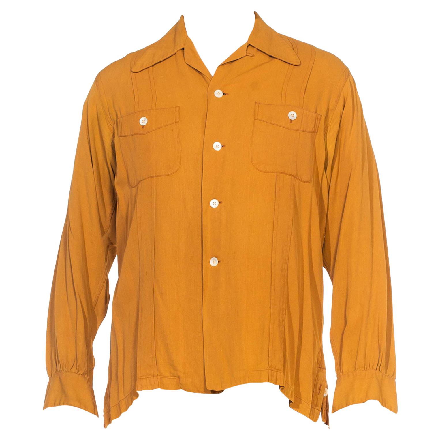 MARLBORO Braunes Gabardine-Hemd aus Viskosemischung, 1940er Jahre im Angebot