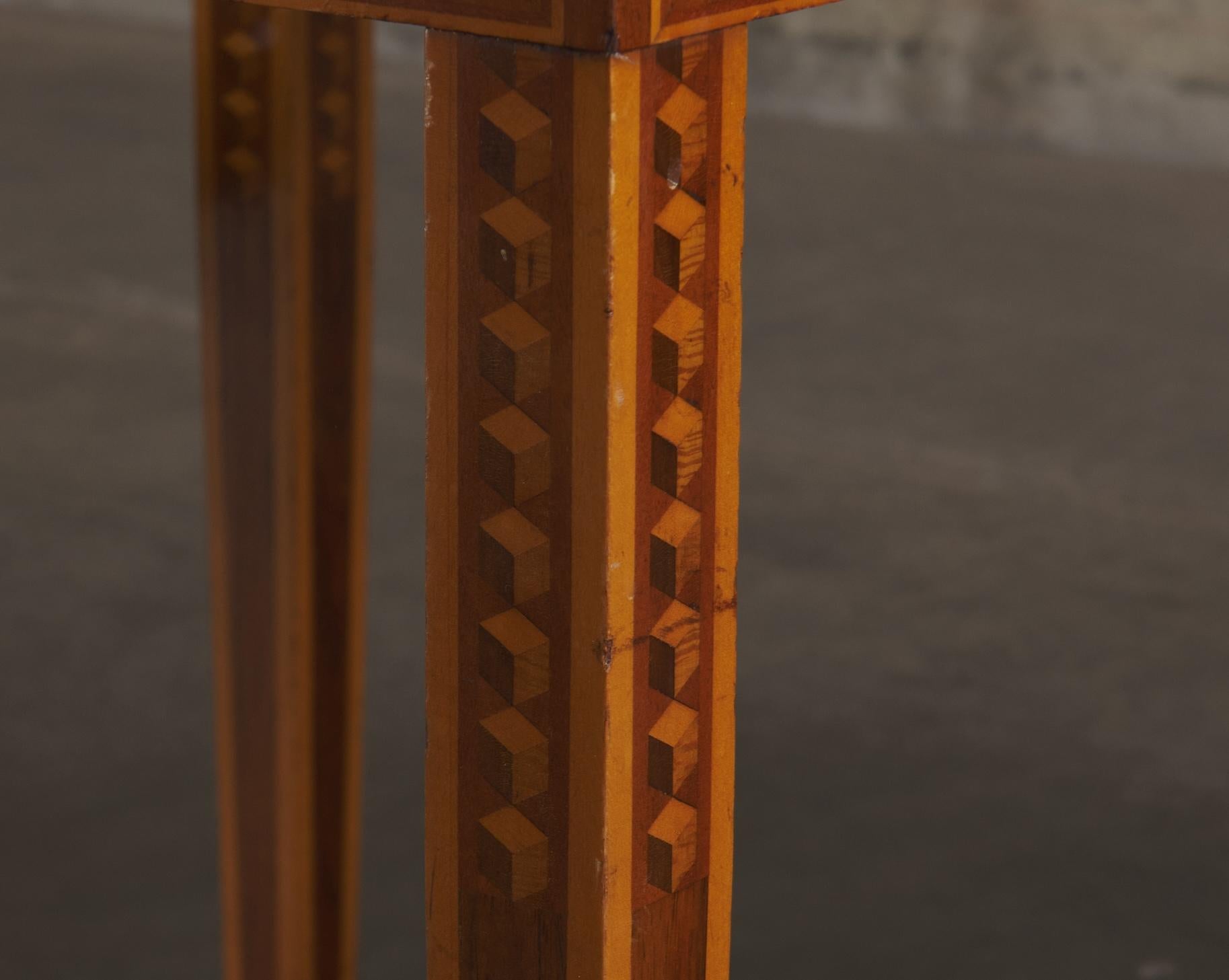 1940s Marquetry Game Table With Chairs and Chess Set Crafted By Rafael L Alarcon For Sale 8