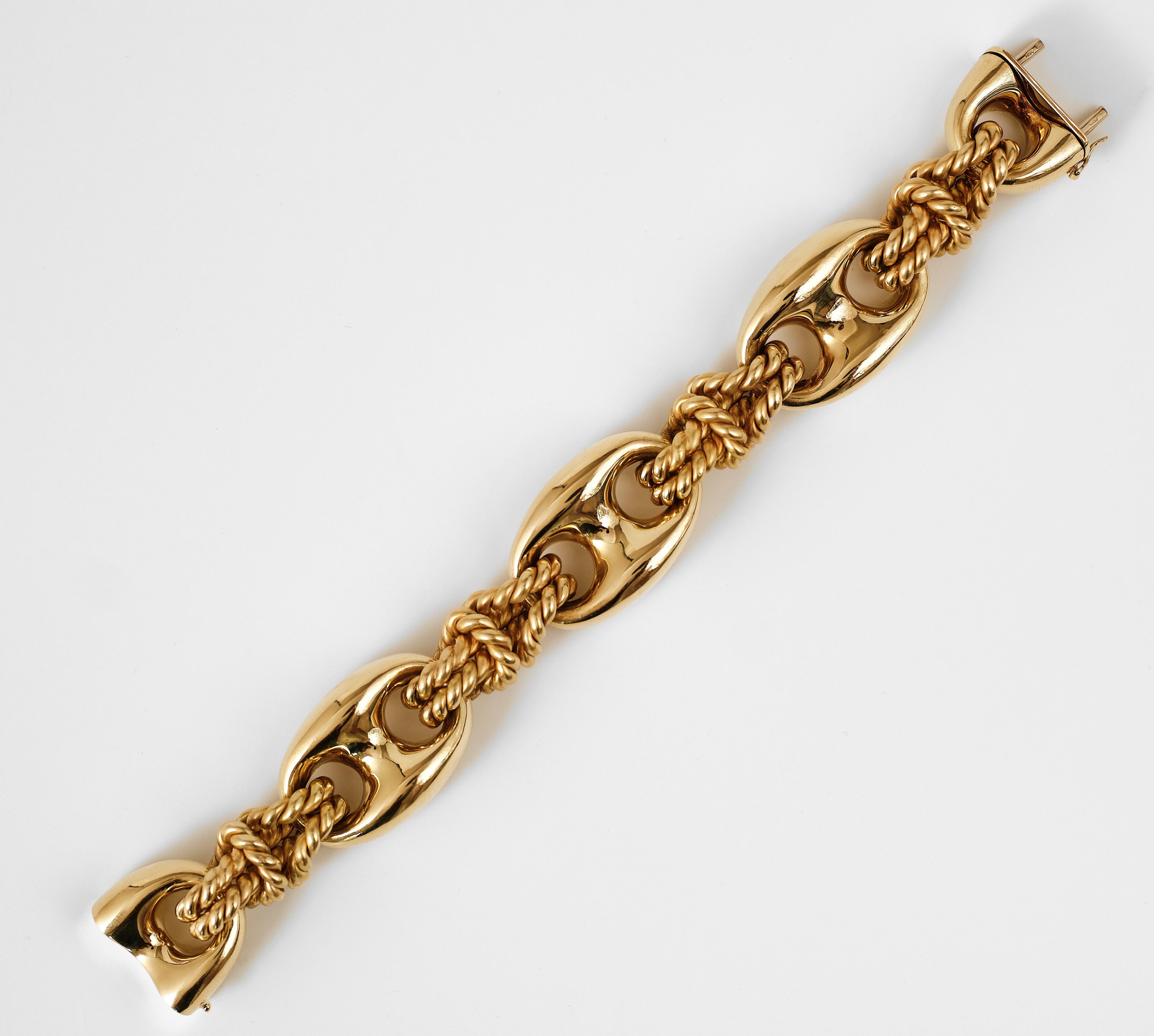 1940er Jahre mariner Seil Ankerkette 18 Karat Gelbgold Armband im Angebot 6