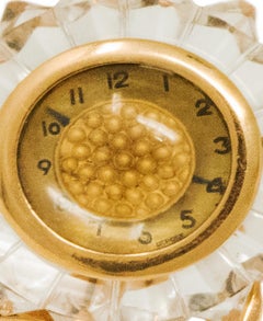 1940s French Mauboussin 18kt Hand Carved Rock Crystal SunFlower Pendant Watch