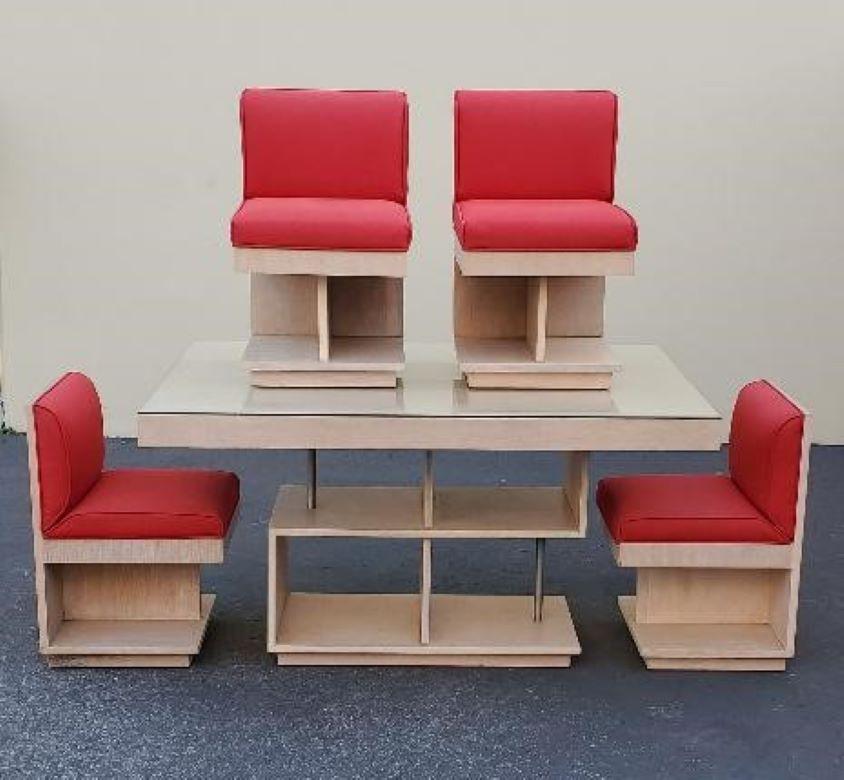 1940s Maximilian Para Karp Juego De Comedor Mesa Y 4 Sillas Mid Century siglo XX en venta