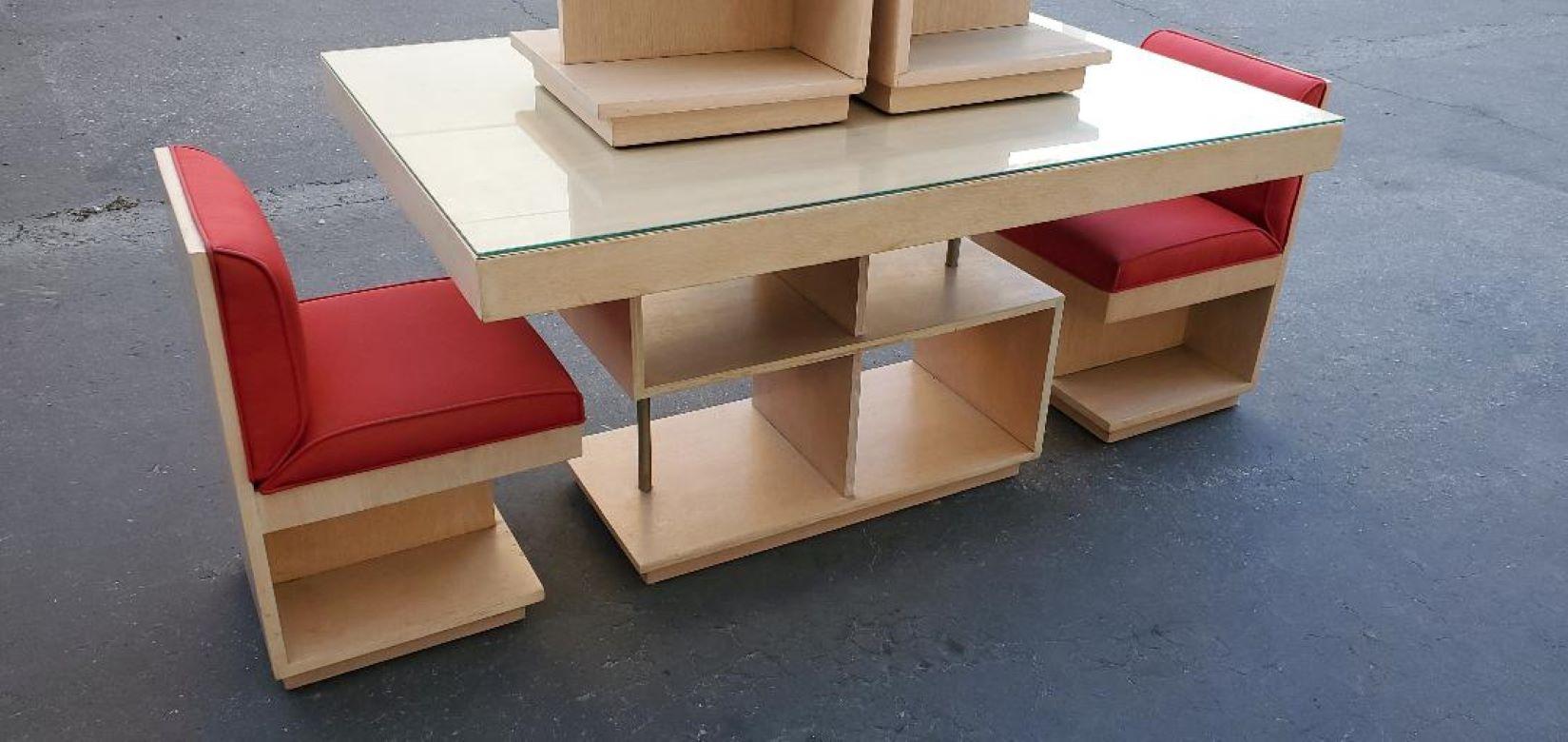1940s Maximilian Para Karp Juego De Comedor Mesa Y 4 Sillas Mid Century Tapicería en venta