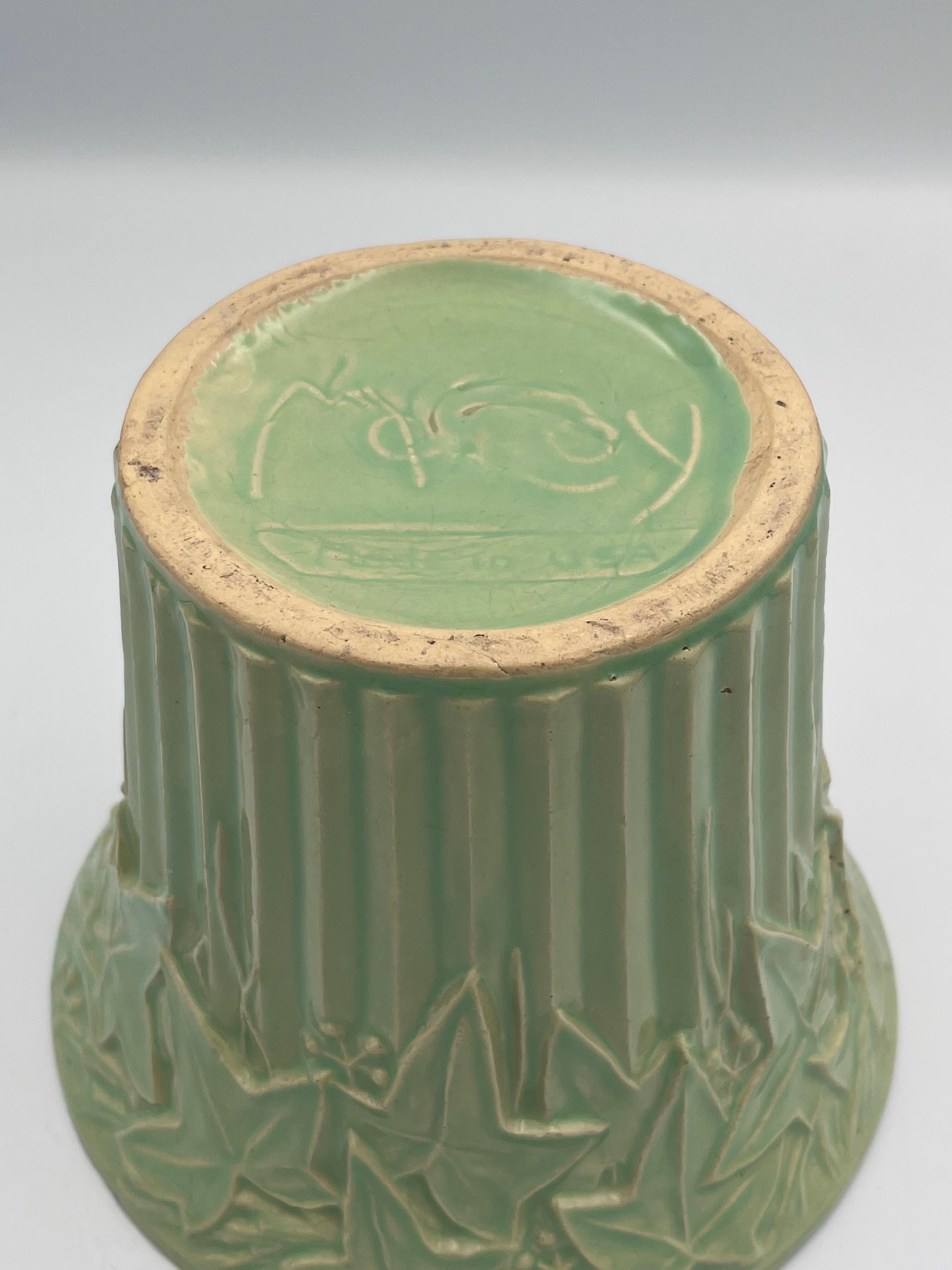 1940's McCoy Ivy and Berries Ceramic Planter in Mint Green For Sale 5