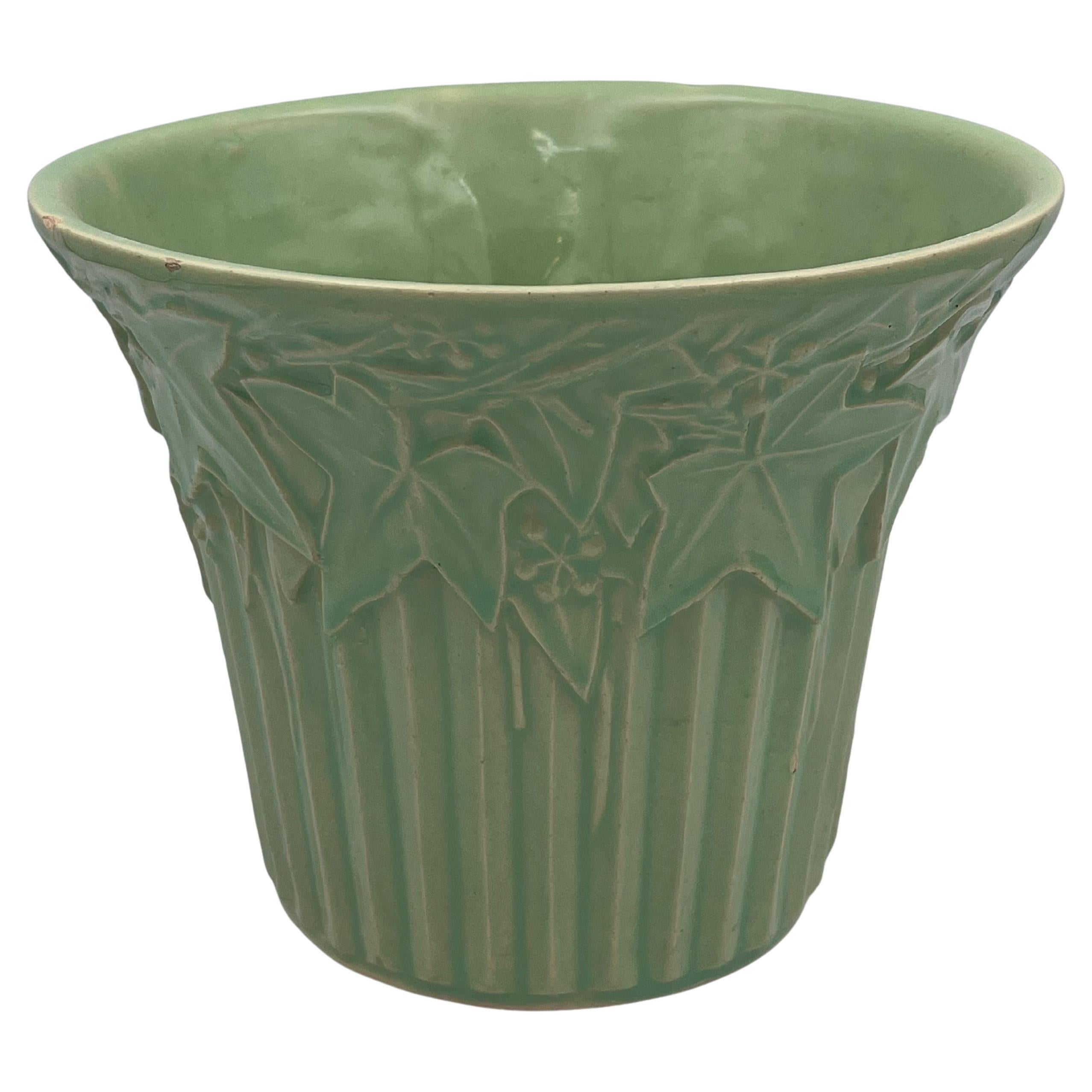 1940's McCoy Ivy and Berries Ceramic Planter in Mint Green