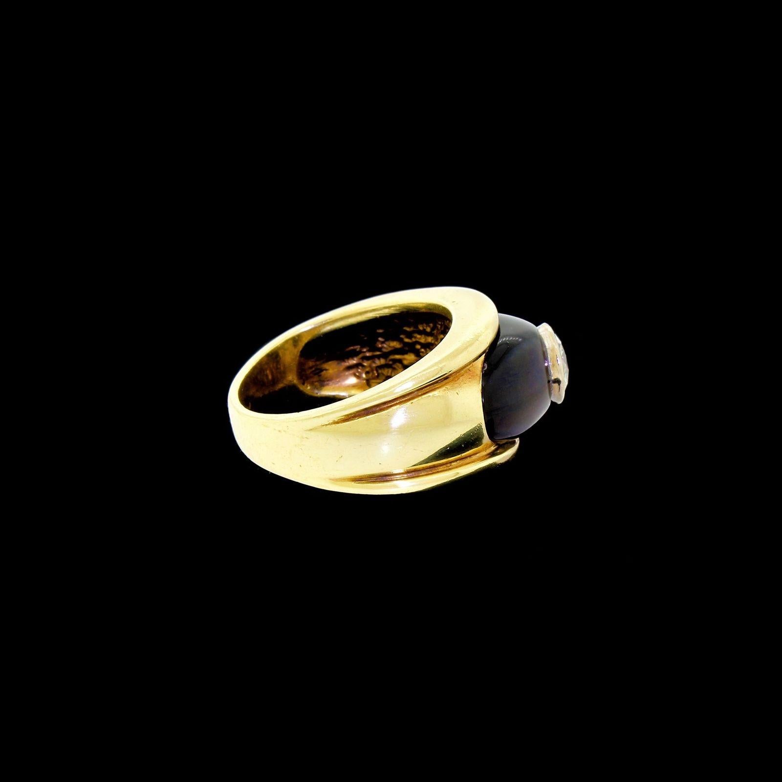 1940s Men’s Diamond Onyx Ring Approximate 0.72 Carat 14.3grams Stunning 1