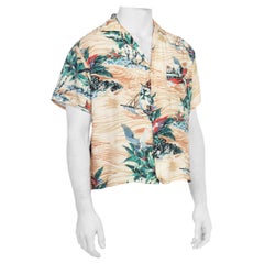 1940S Men's Hawaiian Pirate Ship Rayon Shirt