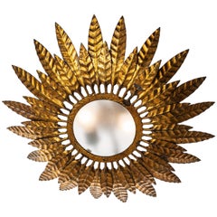 1940s Metal and Frosted Glass Flush Mount or Wall Light