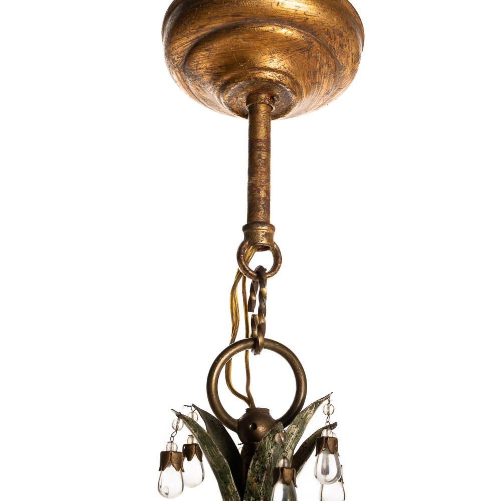 1940's Metal and Glass Chandelier Attributed to Maison Baguès For Sale 7