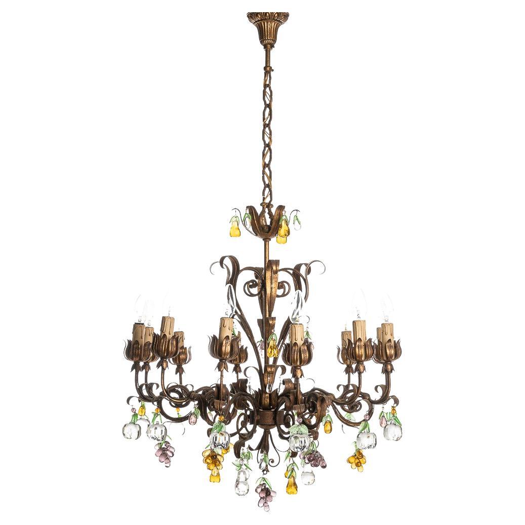 1940's Metal and Glass Italian Chandelier