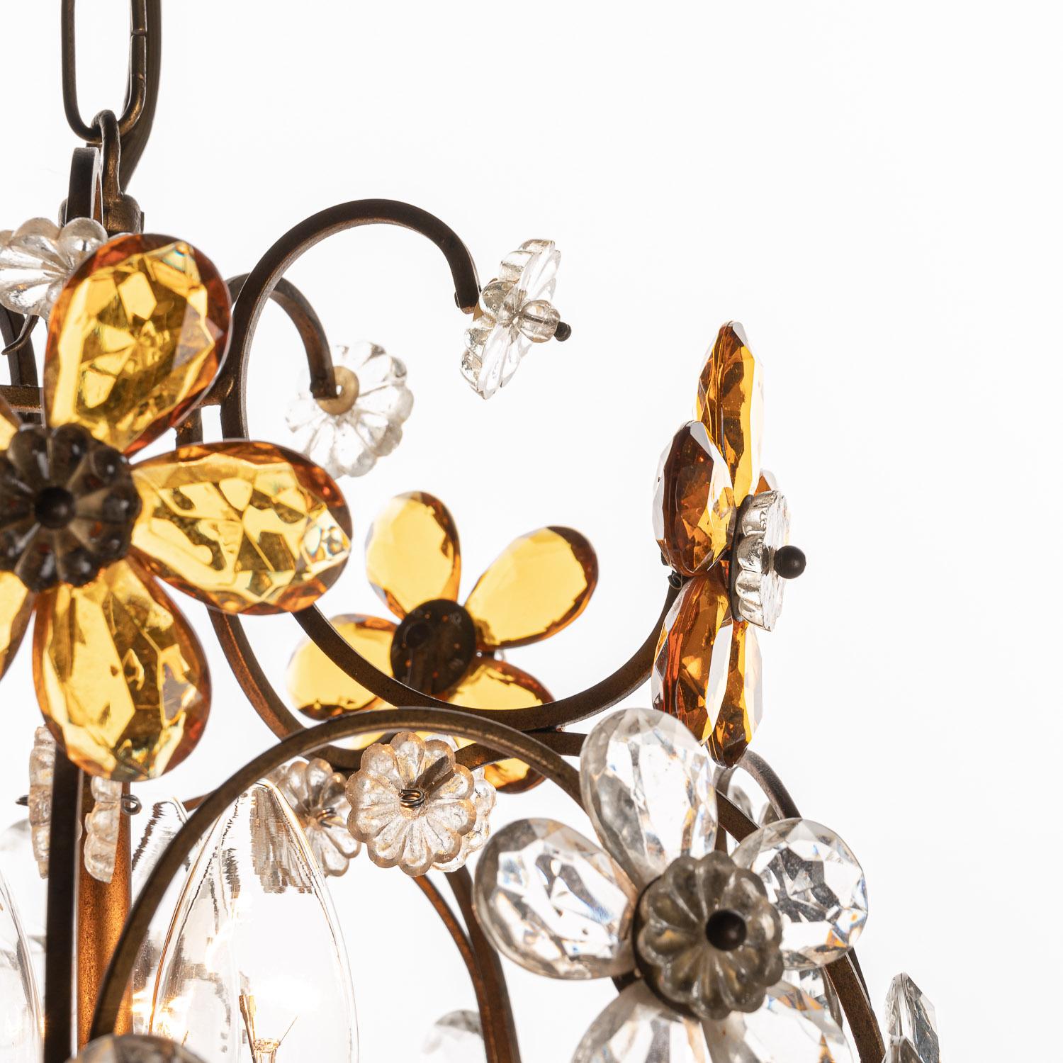 1940's Metal & Crystal Flower Pendant in the Style of Maison Baguès For Sale 6
