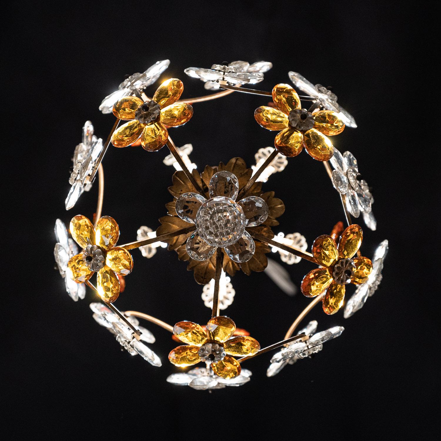 1940's Metal & Crystal Flower Pendant in the Style of Maison Baguès For Sale 6