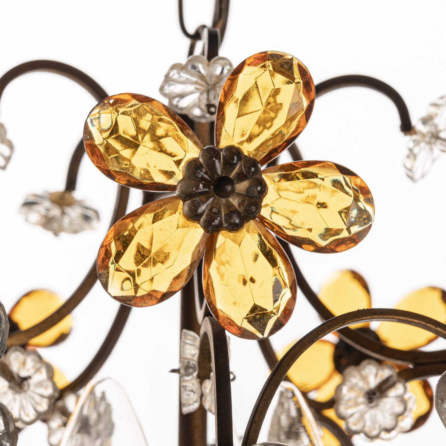 1940's Metal & Crystal Flower Pendant in the Style of Maison Baguès For Sale 1