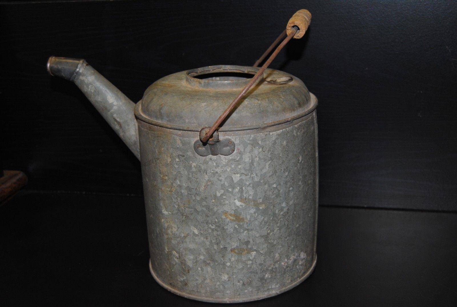 1940s Metal Galvanized Industrial Can For Sale 5