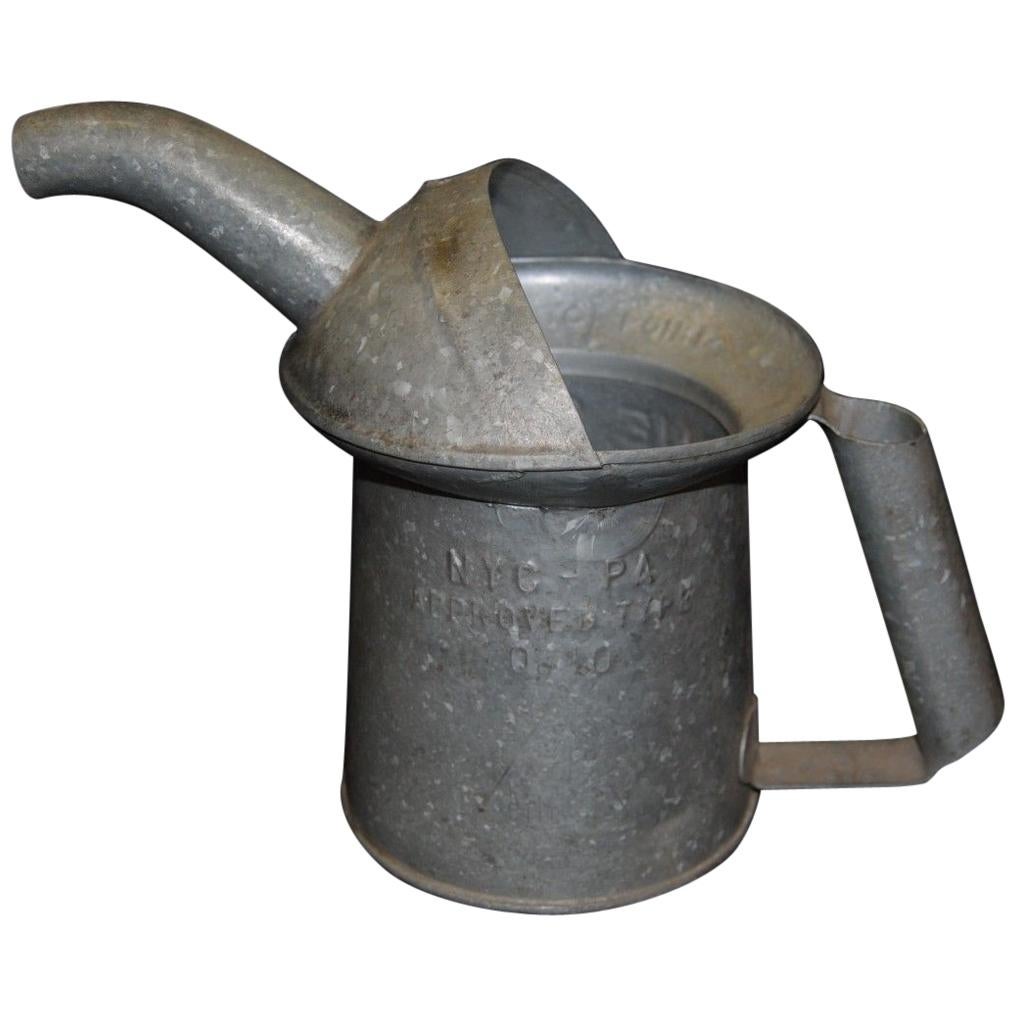 1940s Metal Galvanized Industrial Liquid Can For Sale