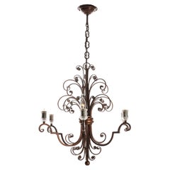 Lustre en métal et verre des années 1940 par Banci