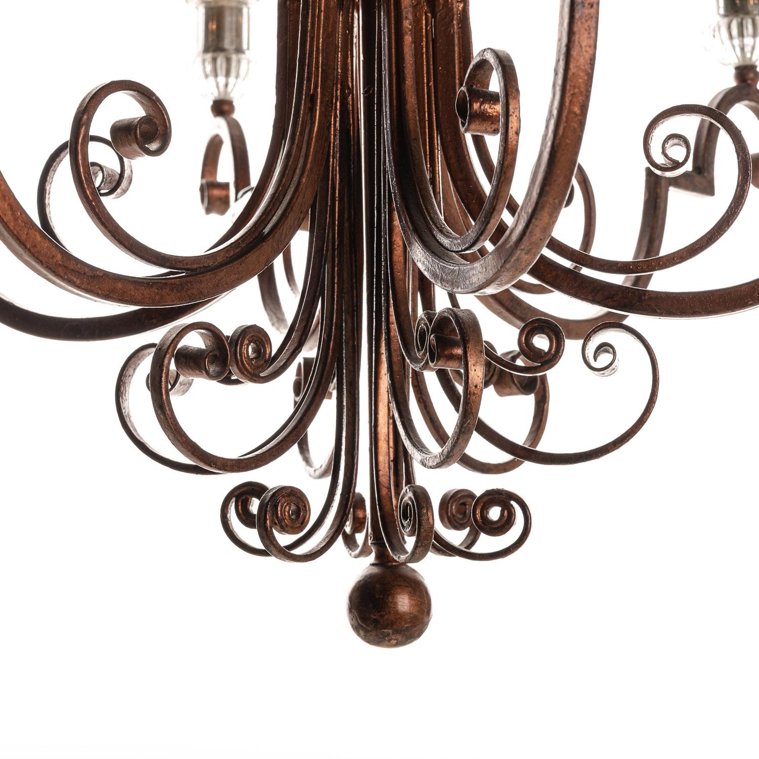 Italian 1940s Metal and Glass Chandelier by Banci For Sale