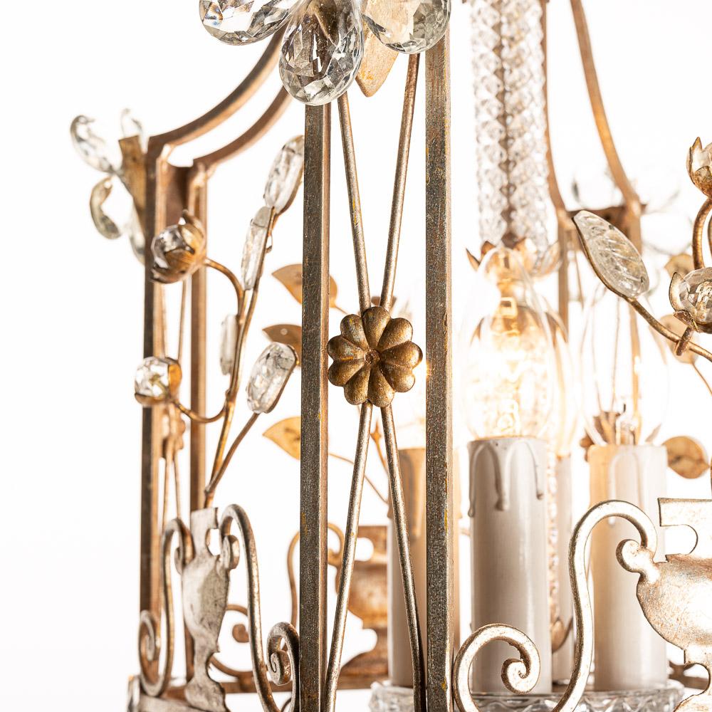 1940s Metal & Glass Lantern Attributed to Maison Baguès For Sale 5