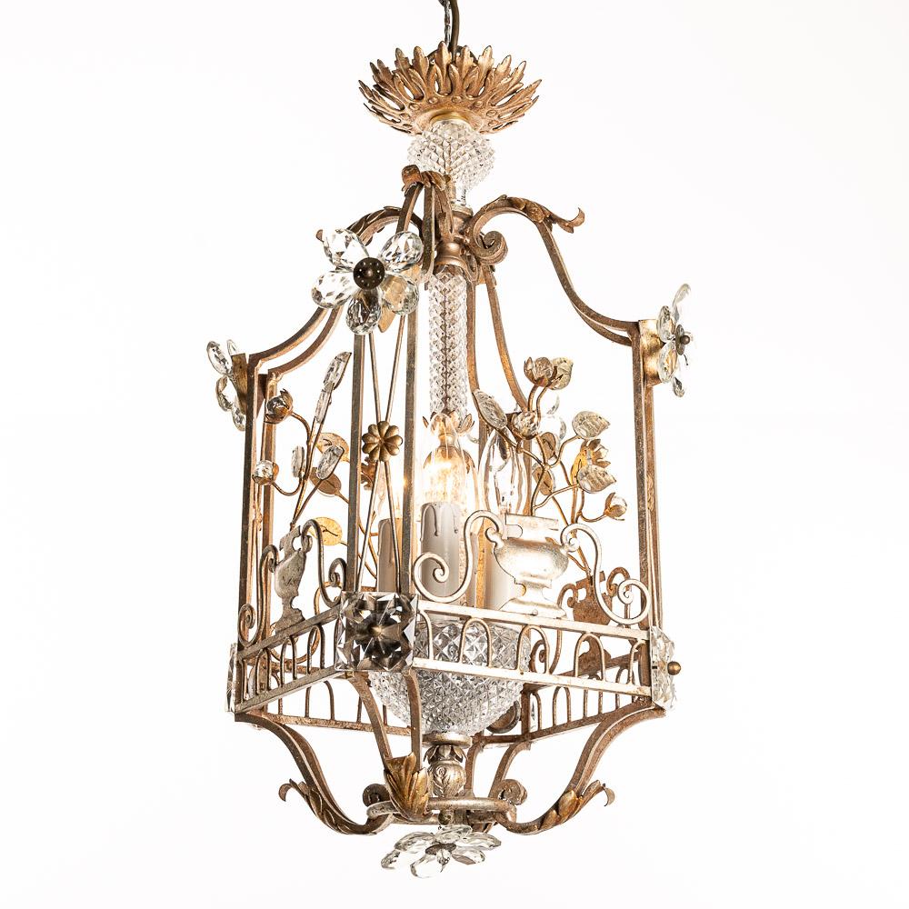 1940s Metal & Glass Lantern Attributed to Maison Baguès For Sale 13