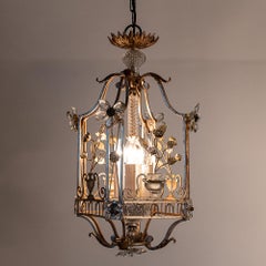 1940s Metal & Glass Lantern Attributed to Maison Baguès