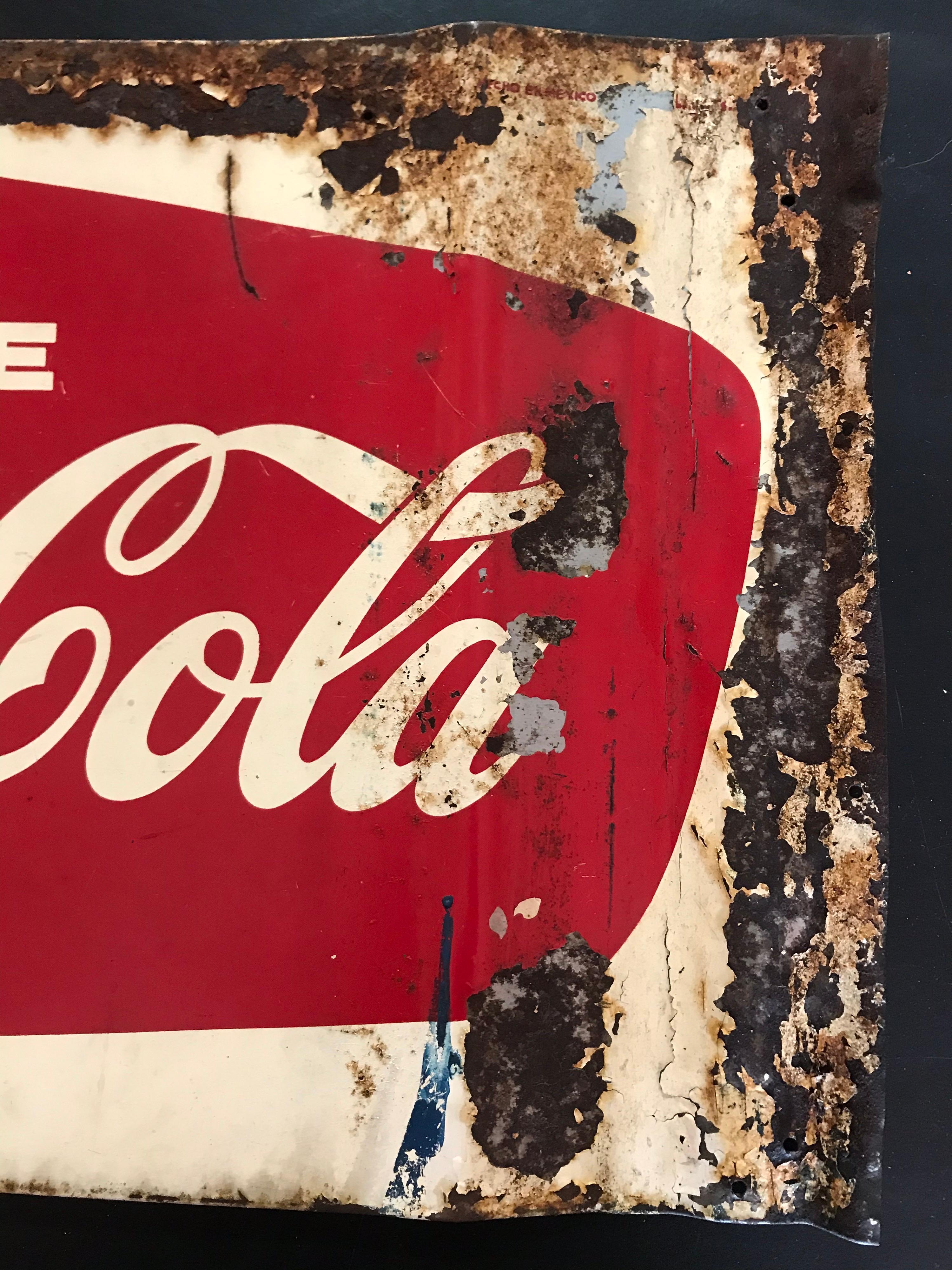 Vintage 1940’s Mexican Coca Cola Tin Sign 1